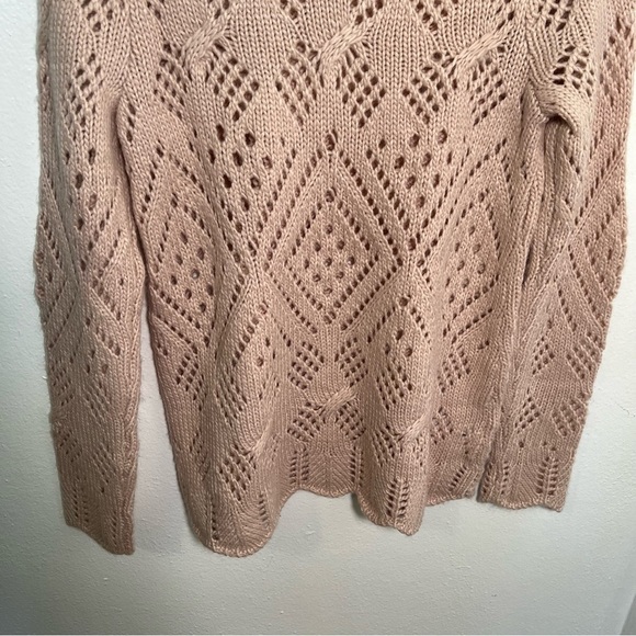Loft Crewneck Sweater Light Pink Loose Knit - Picture 11 of 13